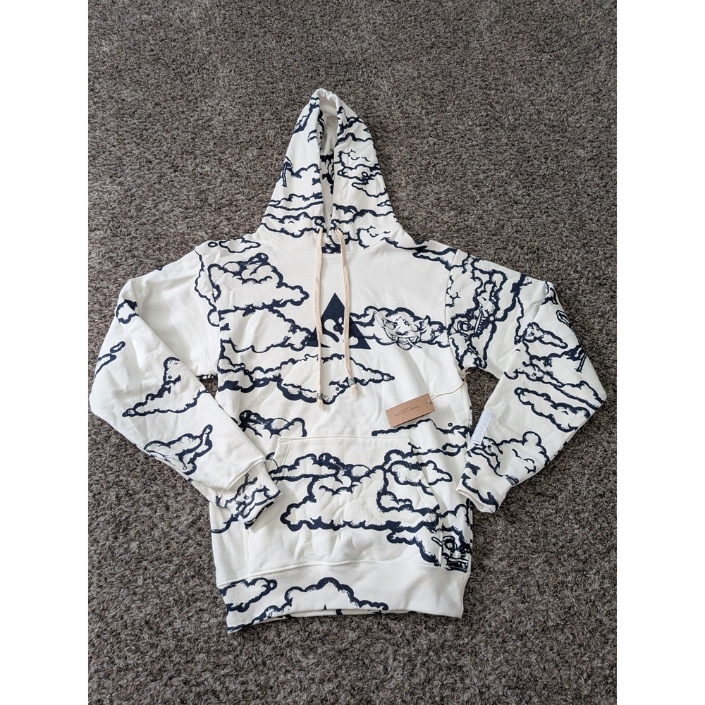 Wasted Collective ReKraft Hoodie Dragon Cloud Print AOP White XS NWT USA‎
